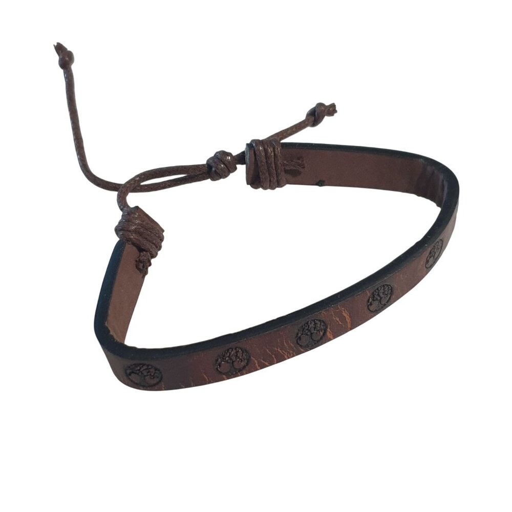 Brown Leather Tree Design Adjustable Bracelet Boho Style Jewelry Men Women Gift